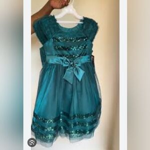 Jona Michelle Girls Tulle Dress with Sequence Embellishments